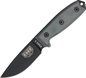 ESEE Model 3 Fixed Blade Knife 1095HC Steel Black Micarta