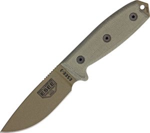 ESEE Model 3 Plain Edge Fixed Blade Knife 1095HC Dark Earth