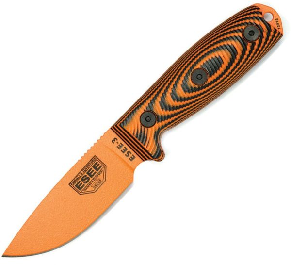 ESEE Model 3 3D Fixed Blade Knife 1095HC Orange Black G10