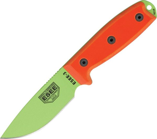 ESEE Model 3 Fixed Blade Knife 3.75" 1095HC Venom Green
