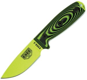 ESEE Model 3 3D Fixed Blade Knife 1095HC Steel Green G10