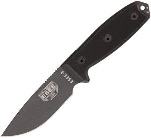 ESEE Model 3 Tactical Fixed Blade Knife 1095HC Black Micarta