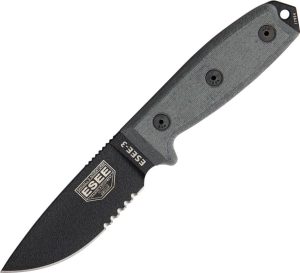 ESEE Model 3 Part Serrated Fixed Blade Knife 3.75" 1095HC