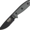 ESEE Model 3 Part Serrated Fixed Blade Knife 1095HC Black