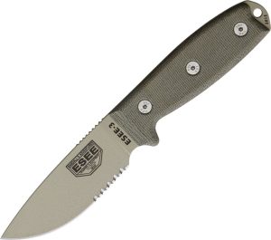 ESEE Model 3 Desert Tan Fixed Blade 1095HC Steel Knife