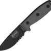 ESEE Model 3 Serrated Fixed Blade Knife 1095HC Black Micarta