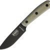 ESEE Model 4 Traditional Drop Point - Green Canvas Micarta