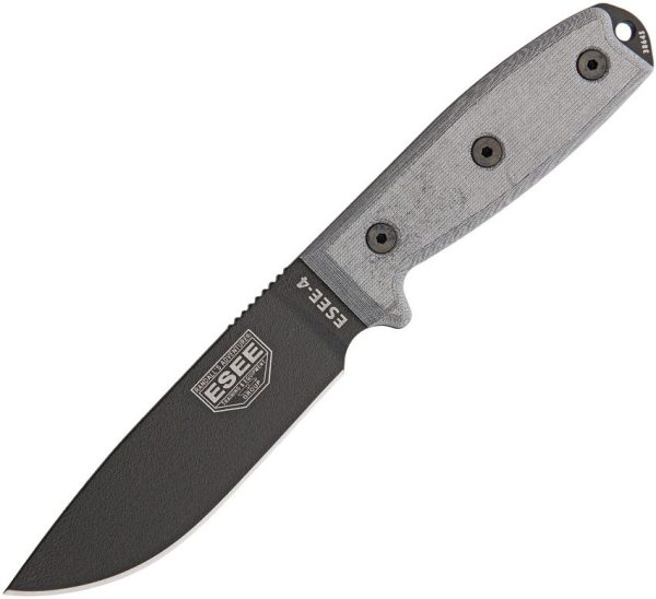 ESEE Model 4 Fixed Blade Knife 1095HC Carbon Steel Black Micarta