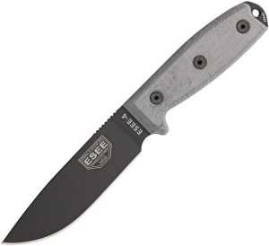 ESEE Model 4 Stainless Fixed Blade Knife 440C Black Micarta