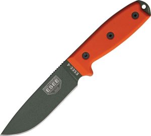 ESEE Model 4 Plain Edge Fixed Blade Knife 1095HC Steel Orange G10