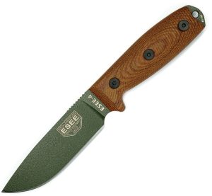 ESEE Model 4 Fixed Blade Knife OD Green 1095HC Steel USA Made