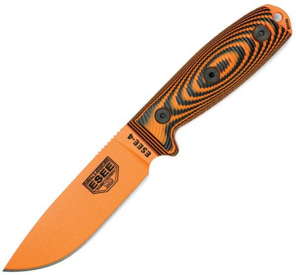 ESEE Model 4 3D Fixed Blade Knife 1095HC Steel Orange