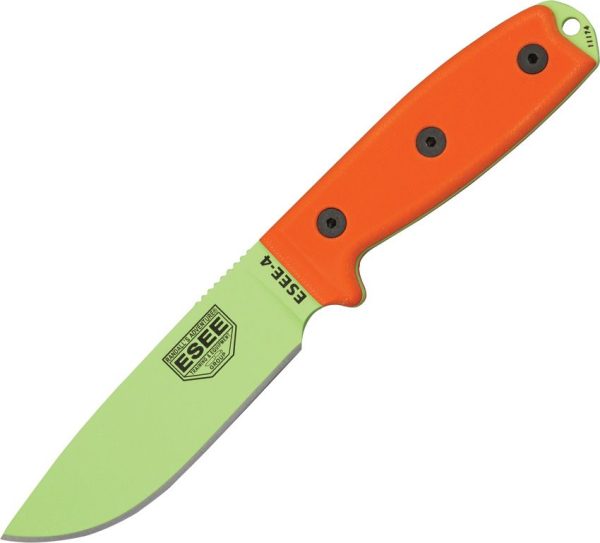 ESEE Model 4 Plain Edge Fixed Blade Knife 4.5" 1095HC Venom Green