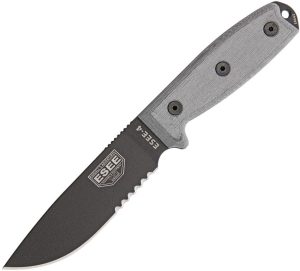 ESEE Model 4 Stainless Serrated Fixed Blade Knife 440C Black