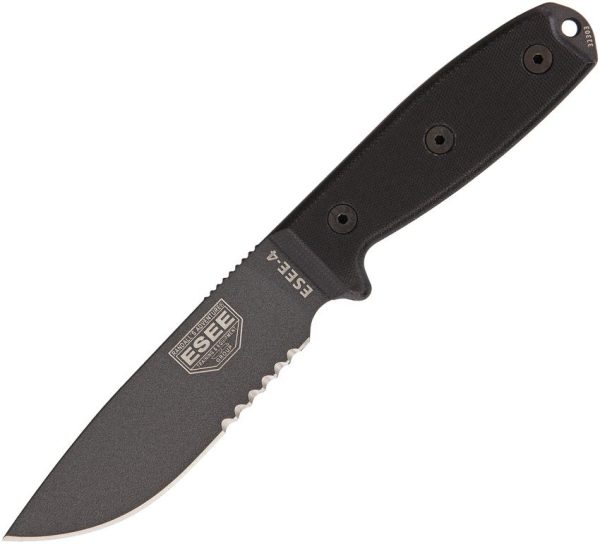 ESEE Model 4 Serrated Fixed Blade Tactical Knife 1095HC Steel
