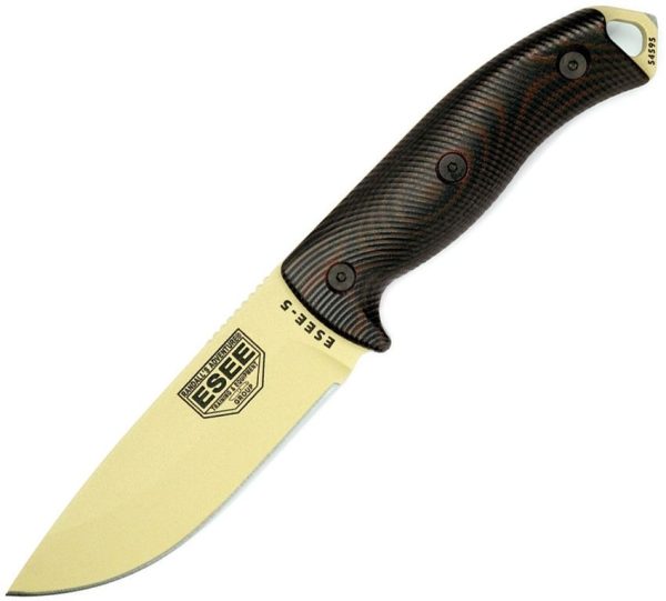 ESEE Model 5 Fixed Blade Tan 1095HC Steel Knife USA