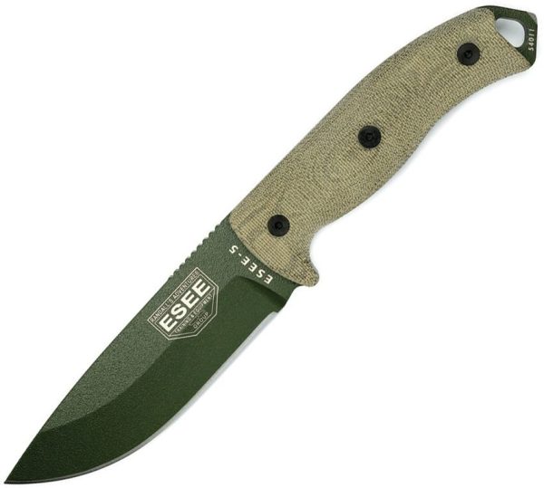 ESEE Model 5 Fixed Blade Knife 5.25" 1095HC OD Green Canvas