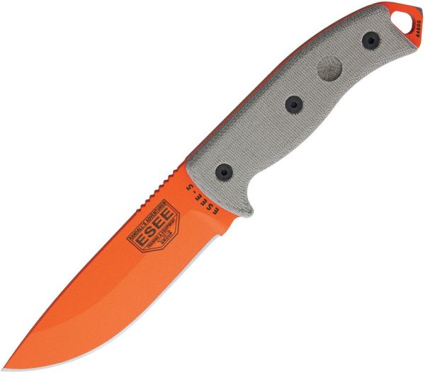 ESEE Model 5 Fixed Blade Knife 5.25" 1095HC Orange Survival