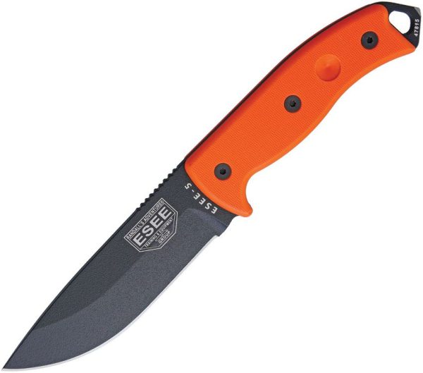 ESEE Model 5 Fixed Blade Knife 5.25" Black 1095HC Orange G10
