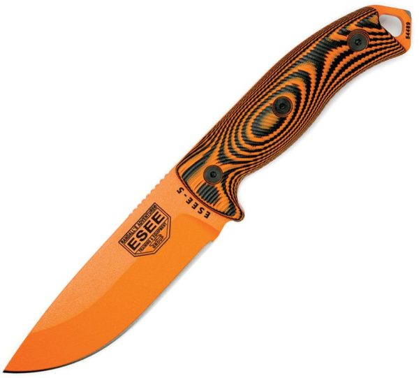 ESEE Model 5 Fixed Blade 5.25" 1095HC Orange G10 Kydex
