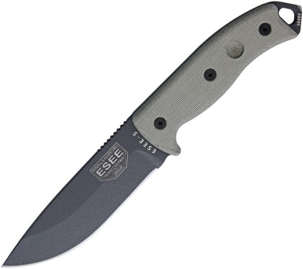 ESEE Model 5 Tactical Fixed Blade Knife 1095HC Gunsmoke Gray