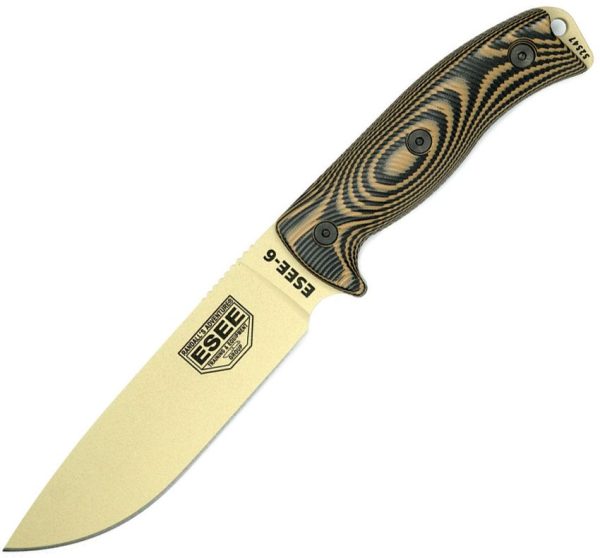 ESEE Model 6 Fixed Blade Knife 5.25" 1095HC Tan G10