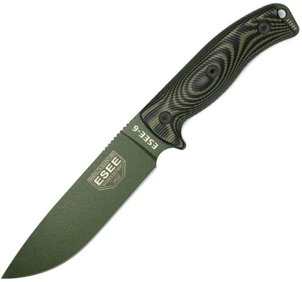 ESEE Model 6 Fixed Blade OD Green 1095HC Steel Knife USA