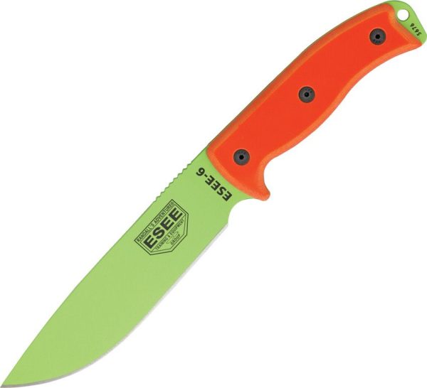 ESEE Model 6 Plain Edge Fixed Blade Knife Venom Green 1095HC