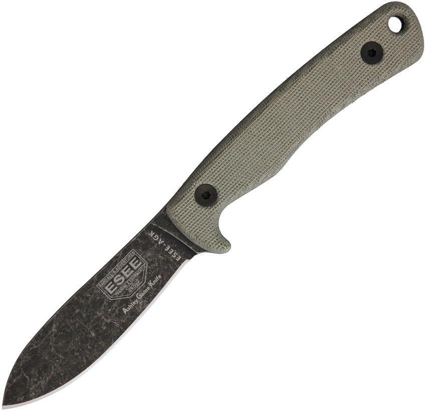 ESEE Ashley Emerson Game Knife 3.5" 1095HC Fixed Blade Green w/ Sheath