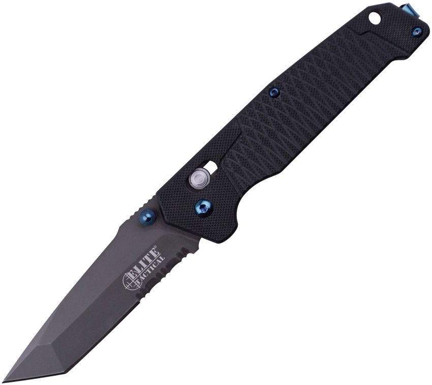 Elite Tactical Rapid Lock Folder 3.5" 8Cr13MoV Tanto Blade Black G10