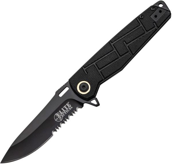 Elite Tactical Tactical Linerlock Black Serrated