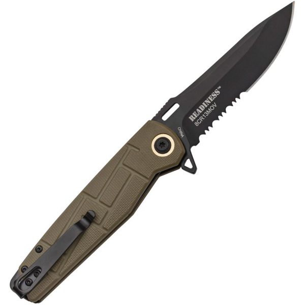 Elite Tactical Tactical Linerlock Serrated Tan Knife