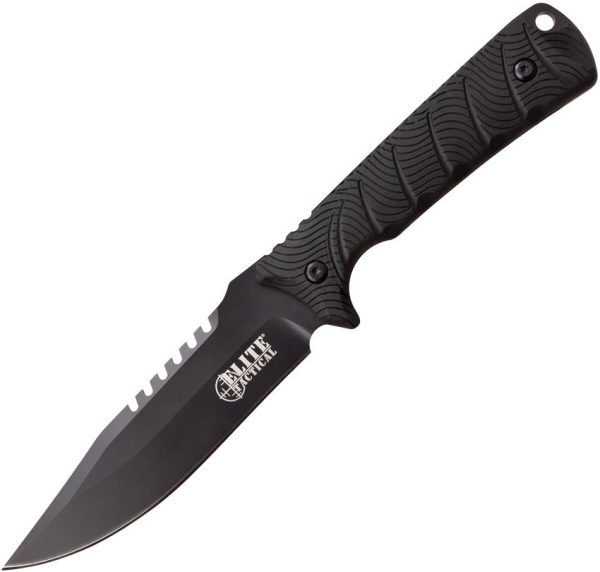 Elite Tactical Tactical Bowie Fixed Blade - Black Stainless