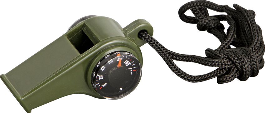 Explorer Emergency Whistle with Compass and Thermometer, Green