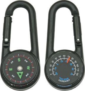 Explorer Carabiner Compass Thermometer - Black