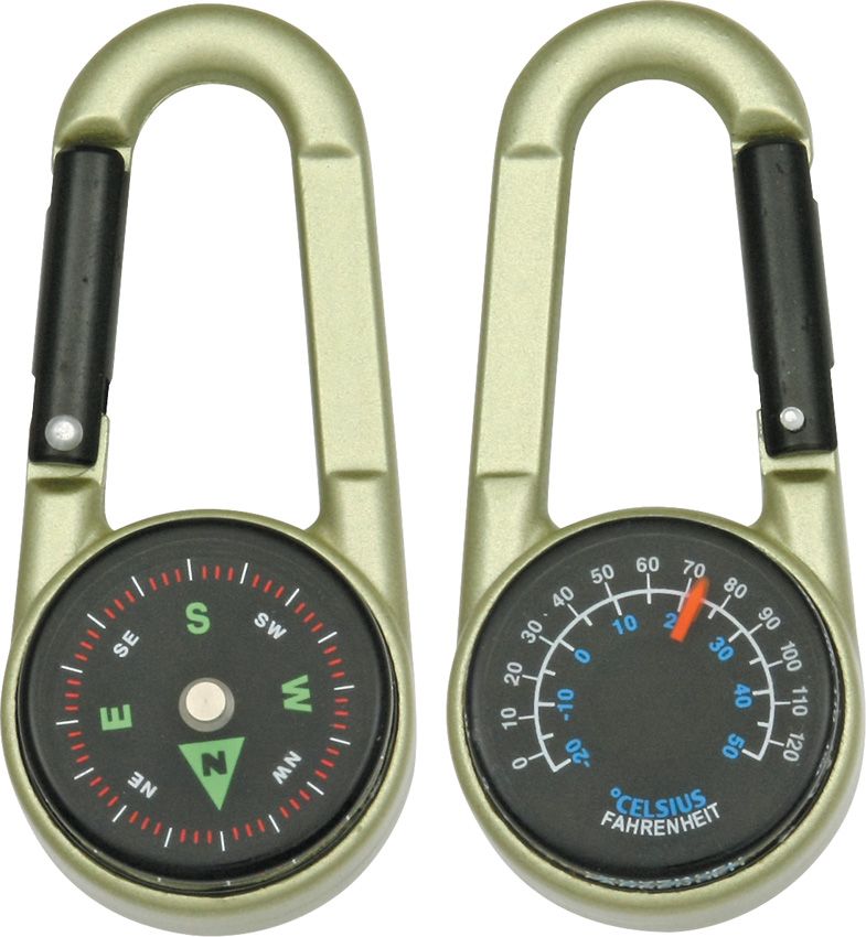 Explorer Carabiner Compass with Thermometer, Bronze 2 5/8"