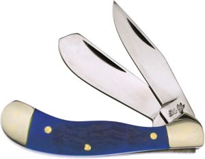 F14972BLSB.jpg Frost Cutlery Baby Saddlehorn Blue Smooth Bone Folding Knife