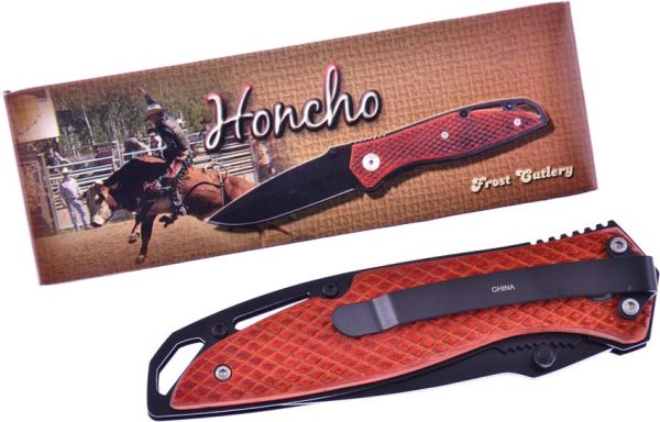 Frost Cutlery Honcho Linerlock A/O Drop Point - Brown