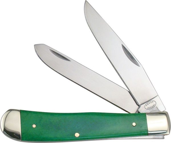 Frost Cutlery Trapper Green Smooth Bone Folding Knife