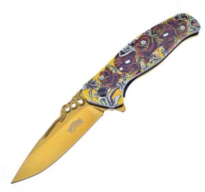Frost Cutlery Linerlock A/O Gold Titanium Drop Point