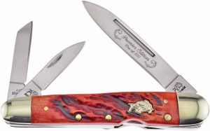 Frost Cutlery Bulldog Locking Whittler - Red Jigged Bone