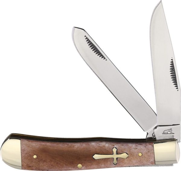 Frost Cutlery Trapper Brown Smooth Bone Folding Knife