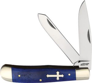 Frost Cutlery Trapper Blue Smooth Bone Folding Knife