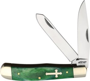 Frost Cutlery Trapper Green Smooth Bone Folding Knife