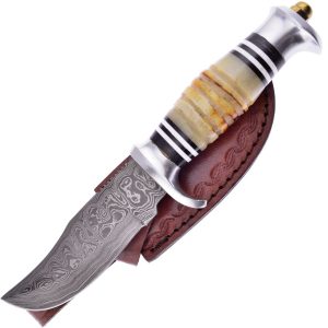 Frost Cutlery Skinner Torch Bone Fixed Knife - Damascus Blade