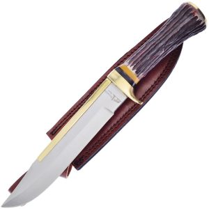 FBKH245IS.jpg Frost Cutlery Blackhills Skinner Fixed Blade Knife Stag Handle