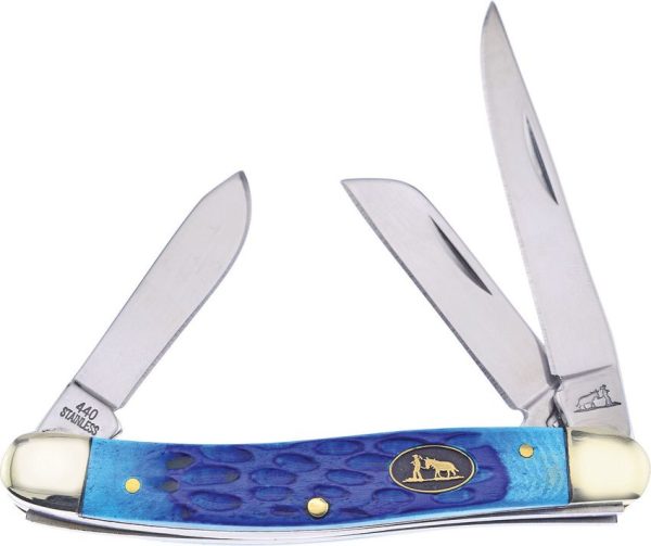 Frost Cutlery Stockman Blue Bone Folding Knife - Triad Blade