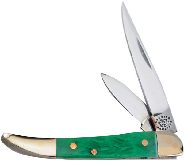 Frost Cutlery Crowing Rooster Toothpick Folding Knife Green Pick Bone
