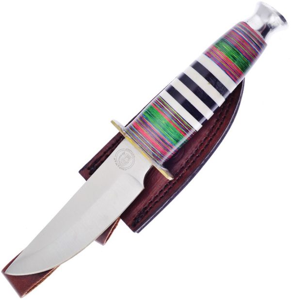 Frost Cutlery Desert King Drop Point - Black/White Bone