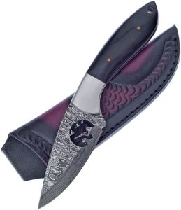 Frost Cutlery Buffalo Horn Fixed Blade Damascus Steel Knife